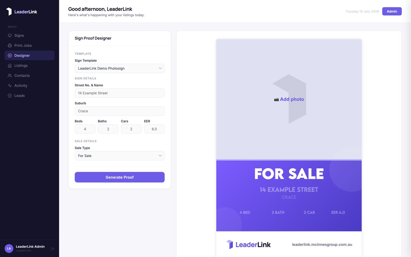 LeaderLink dashboard preview